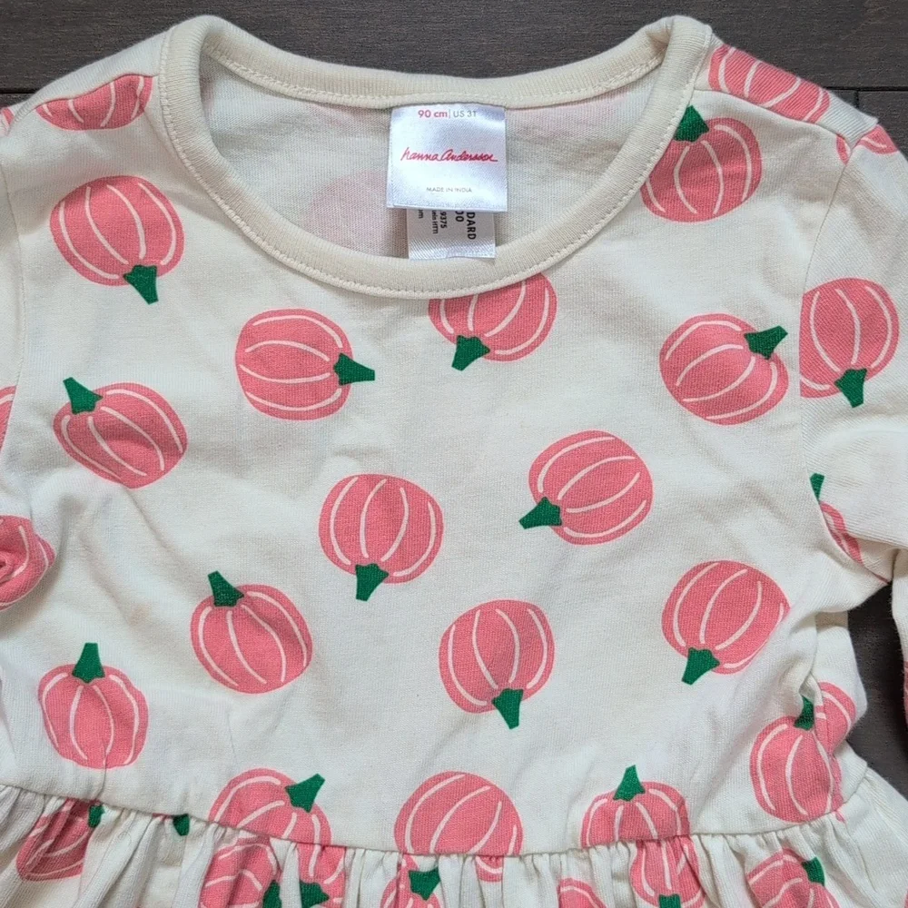 Hanna Andersson 3T Pumpkin Long Sleeve Playground Dress with Pockets - Picture 3 of 7